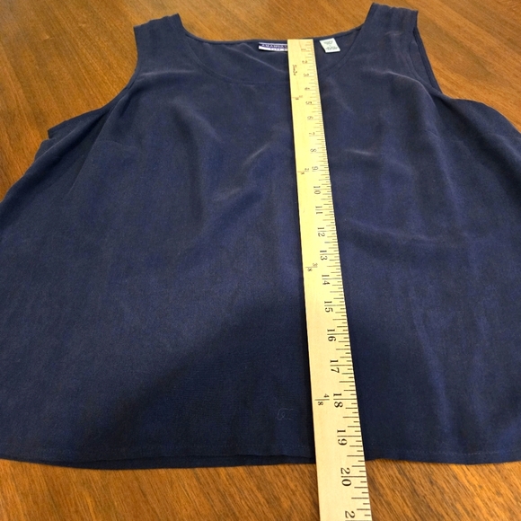 NWTs Amanda Smith Navy Blue Silk Sleeveless Blouse, Size 12 - Picture 5 of 5